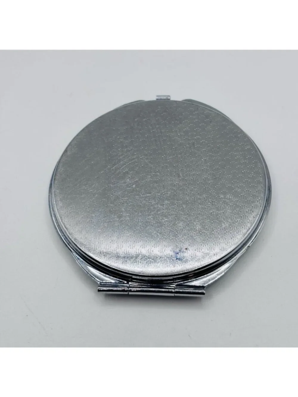 Vtg. Rhinestone Jeweled Silver Tone Compact Dual Mirrored Vanity Makeup 2.75x3in